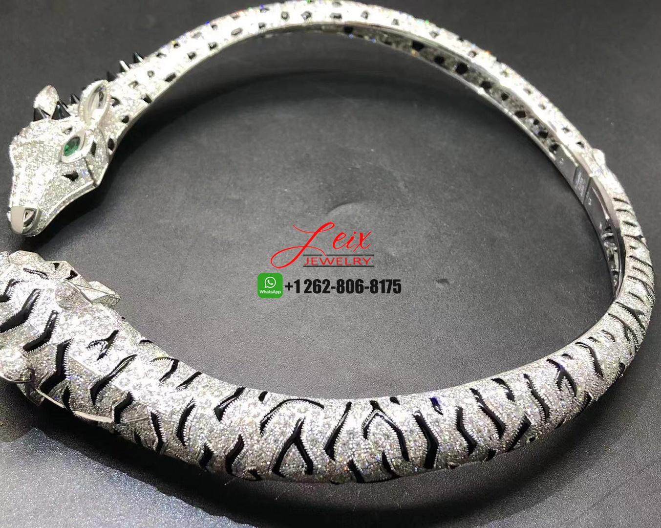 Cartier High Jewelry Indomptables de Cartier Tiger and Giraffe 18k White Gold Pave Diamond Onyx Necklace (6) Cartier High Jewelry Indomptables de Cartier Tiger and Giraffe 18k White Gold Pave Diamond Onyx Necklace