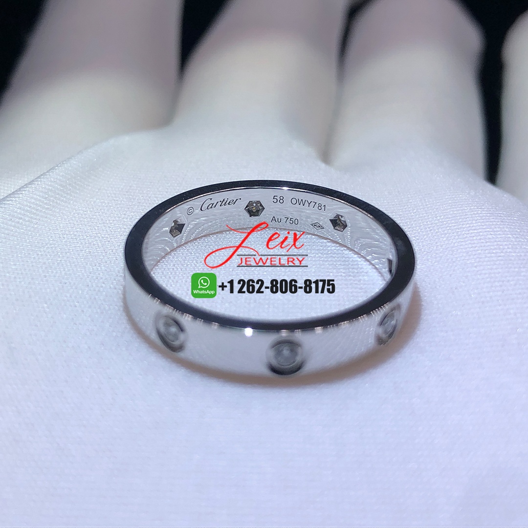 Cartier Love Wedding 4mm Band 18k White Gold 8 Diamonds Ring (1) Cartier Love Wedding 4mm Band 18k White Gold 8 Diamonds Ring