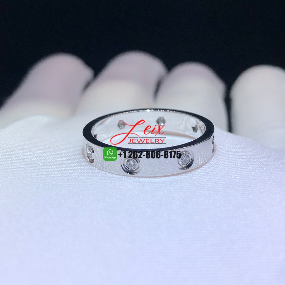 Cartier Love Wedding 4mm Band 18k White Gold 8 Diamonds Ring (2) Cartier Love Wedding 4mm Band 18k White Gold 8 Diamonds Ring