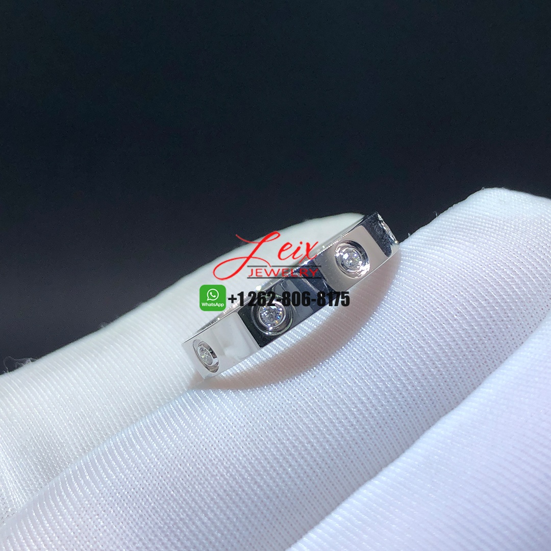 Cartier Love Wedding 4mm Band 18k White Gold 8 Diamonds Ring Cartier Love Wedding 4mm Band 18k White Gold 8 Diamonds Ring