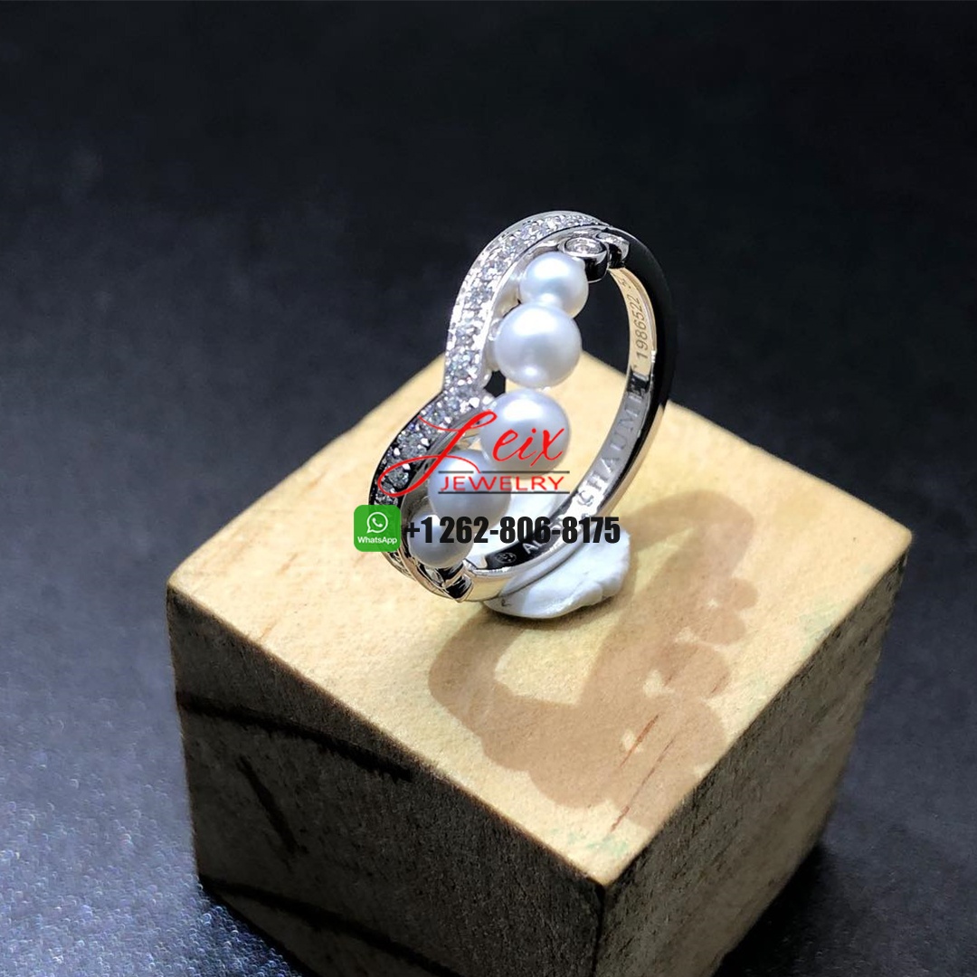 Chaumet Joséphine Aigrette 18K White Gold Pavé Diamond Akoya Cultured Pearls Ring (2) Chaumet Joséphine Aigrette 18K White Gold Pavé Diamond Akoya Cultured Pearls Ring