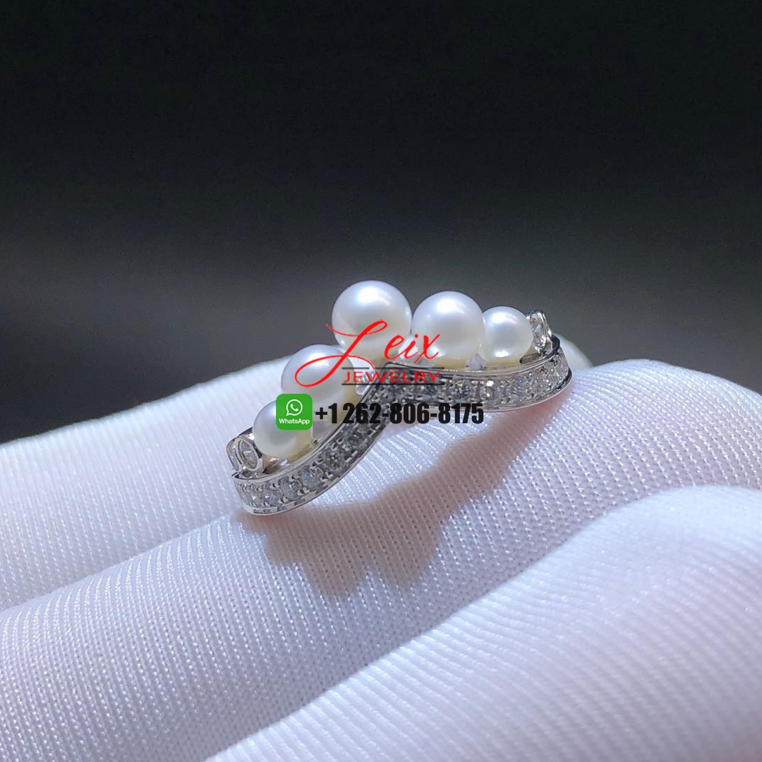 Chaumet Joséphine Aigrette 18K White Gold Pavé Diamond Akoya Cultured Pearls Ring (3) Chaumet Joséphine Aigrette 18K White Gold Pavé Diamond Akoya Cultured Pearls Ring
