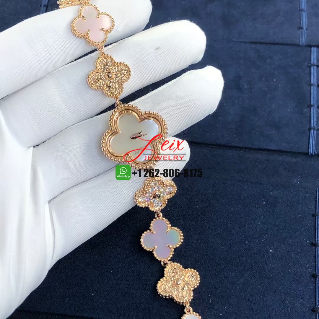 Van Cleef & Arpels 18K Rose Gold Pave Diamonds Mother of Pearl 22.7mm Sweet Alhambra Quartz Watch (12) Van Cleef & Arpels 18K Rose Gold Pave Diamonds Mother of Pearl 22.7mm Sweet Alhambra Quartz Watch