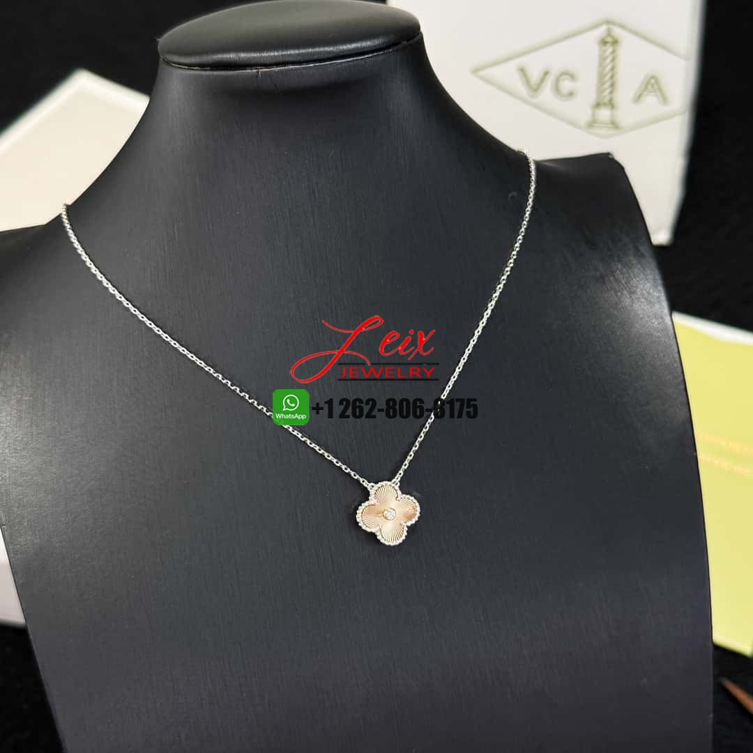 Van Cleef & Arpels Vintage Alhambra Guilloche Gold Diamond 2024 Holiday Pendant Necklace (2) Van Cleef & Arpels Vintage Alhambra Guilloche Gold Diamond 2024 Holiday Pendant Necklace