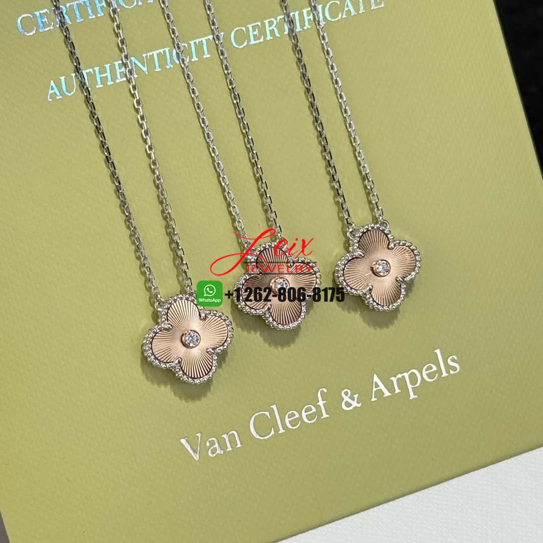 Van Cleef & Arpels Vintage Alhambra Guilloche Gold Diamond 2024 Holiday Pendant Necklace (6) Van Cleef & Arpels Vintage Alhambra Guilloche Gold Diamond 2024 Holiday Pendant Necklace