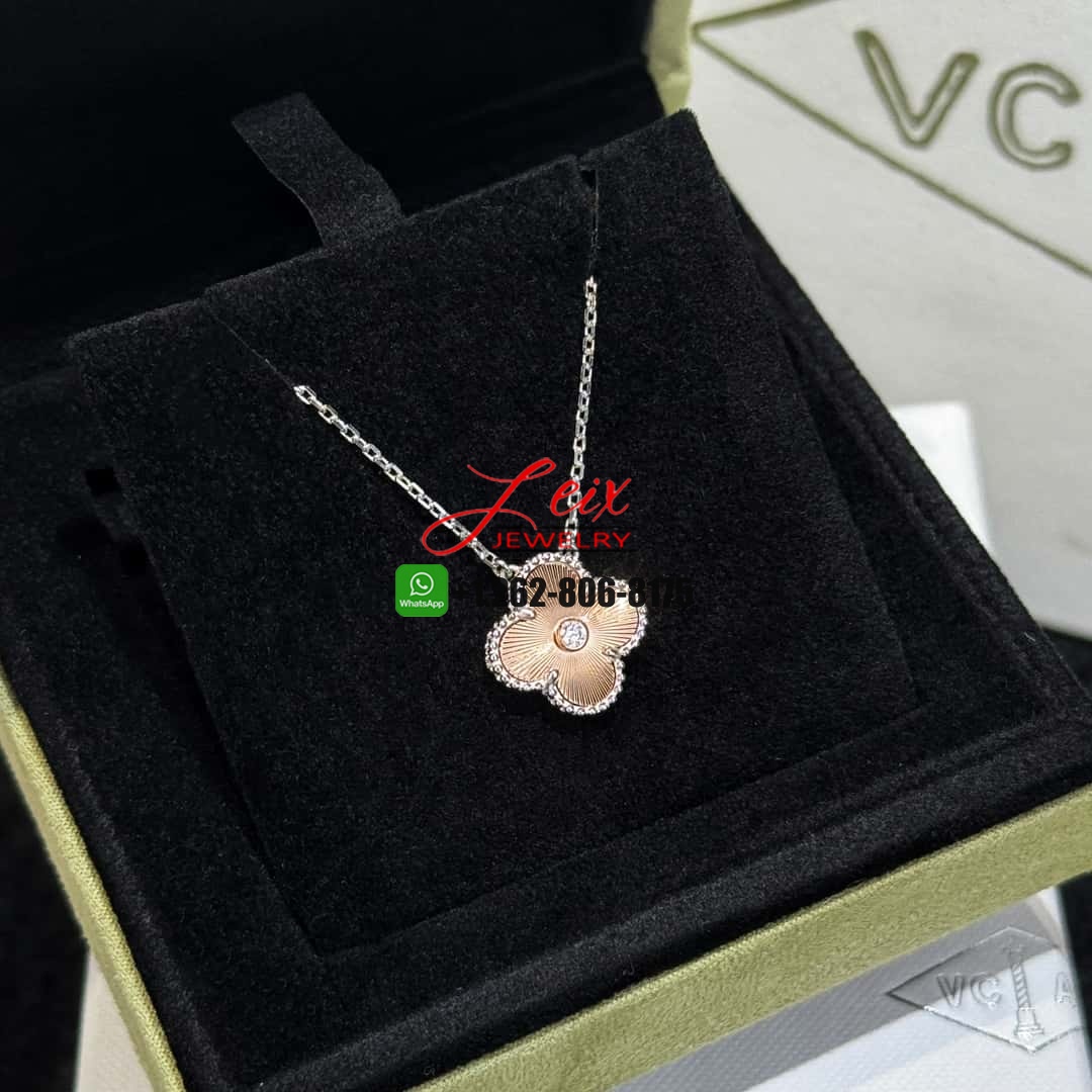 Van Cleef & Arpels Vintage Alhambra Guilloche Gold Diamond 2024 Holiday Pendant Necklace (7) Van Cleef & Arpels Vintage Alhambra Guilloche Gold Diamond 2024 Holiday Pendant Necklace
