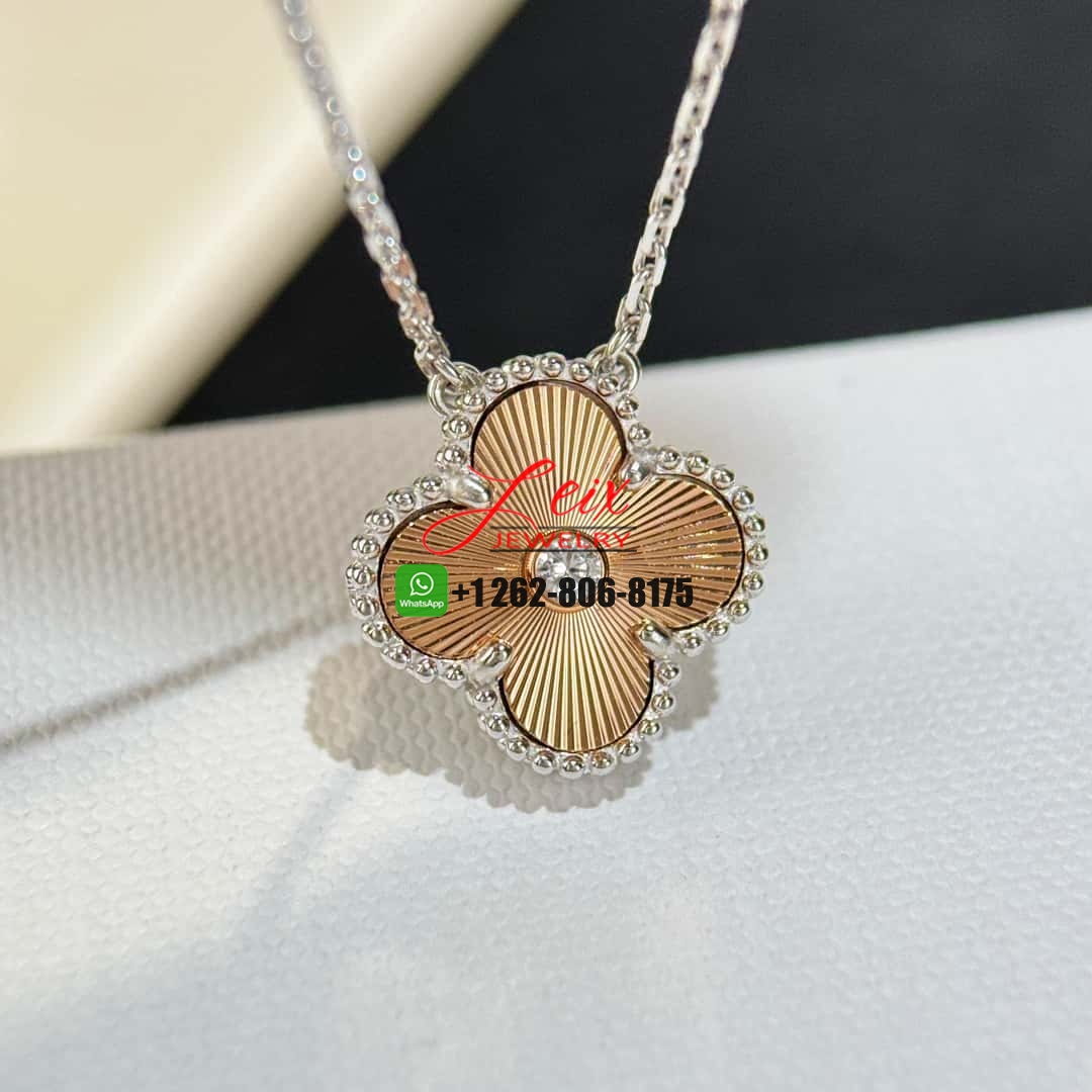 Van Cleef & Arpels Vintage Alhambra Guilloche Gold Diamond 2024 Holiday Pendant Necklace Van Cleef & Arpels Vintage Alhambra Guilloche Gold Diamond 2024 Holiday Pendant Necklace