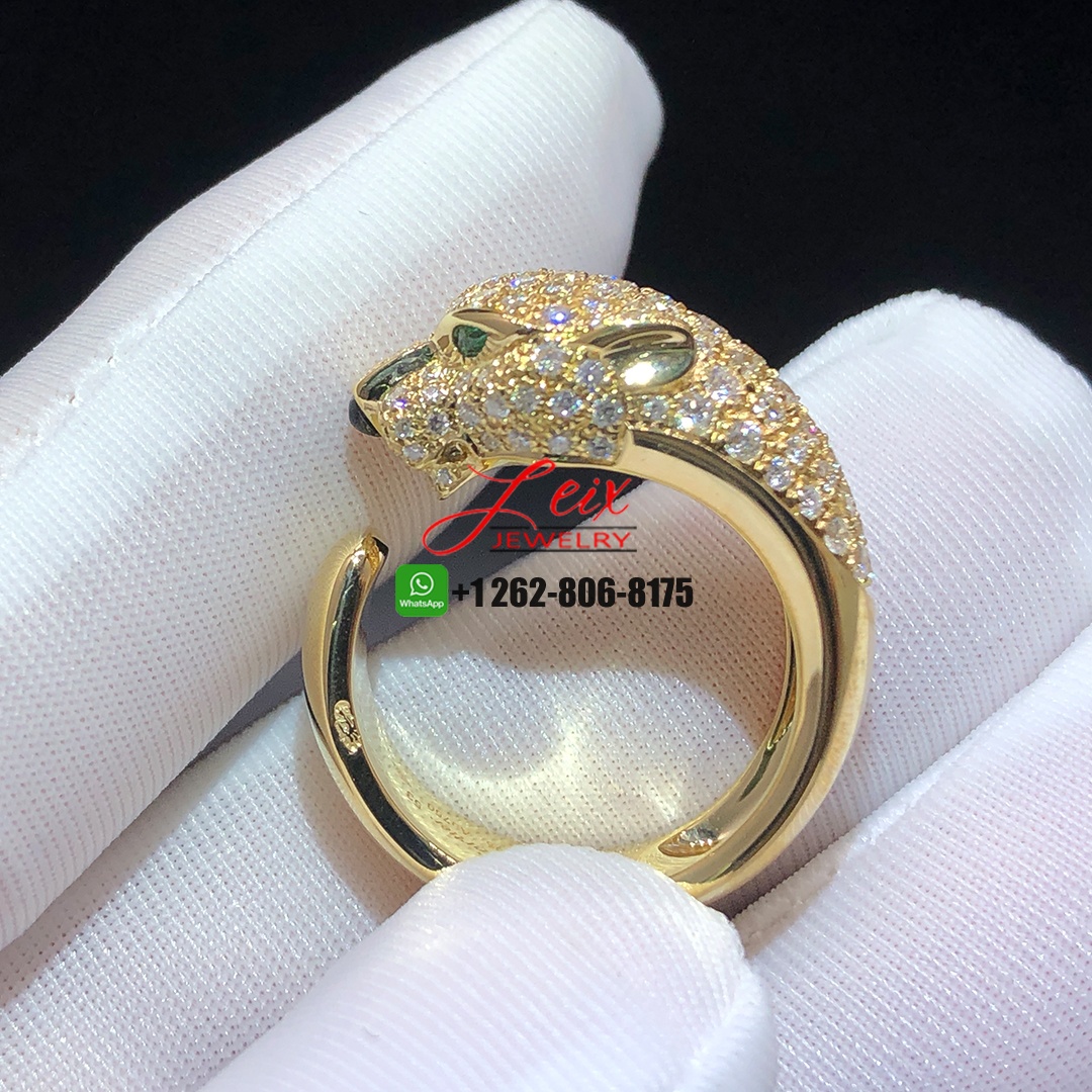Cartier 18k Yellow Gold Diamonds emeralds Panthere de Cartier Ring Cartier 18k Yellow Gold Diamonds emeralds Panthere de Cartier Ring