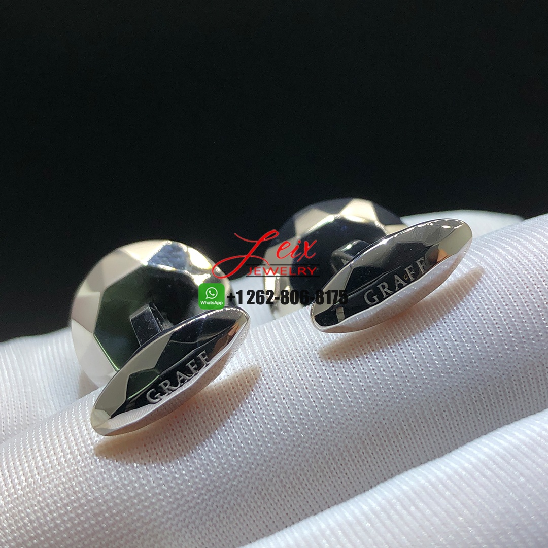 Graff 18K White Gold Diamonds and Emeralds Cufflinks (3) Graff 18K White Gold Diamonds and Emeralds Cufflinks