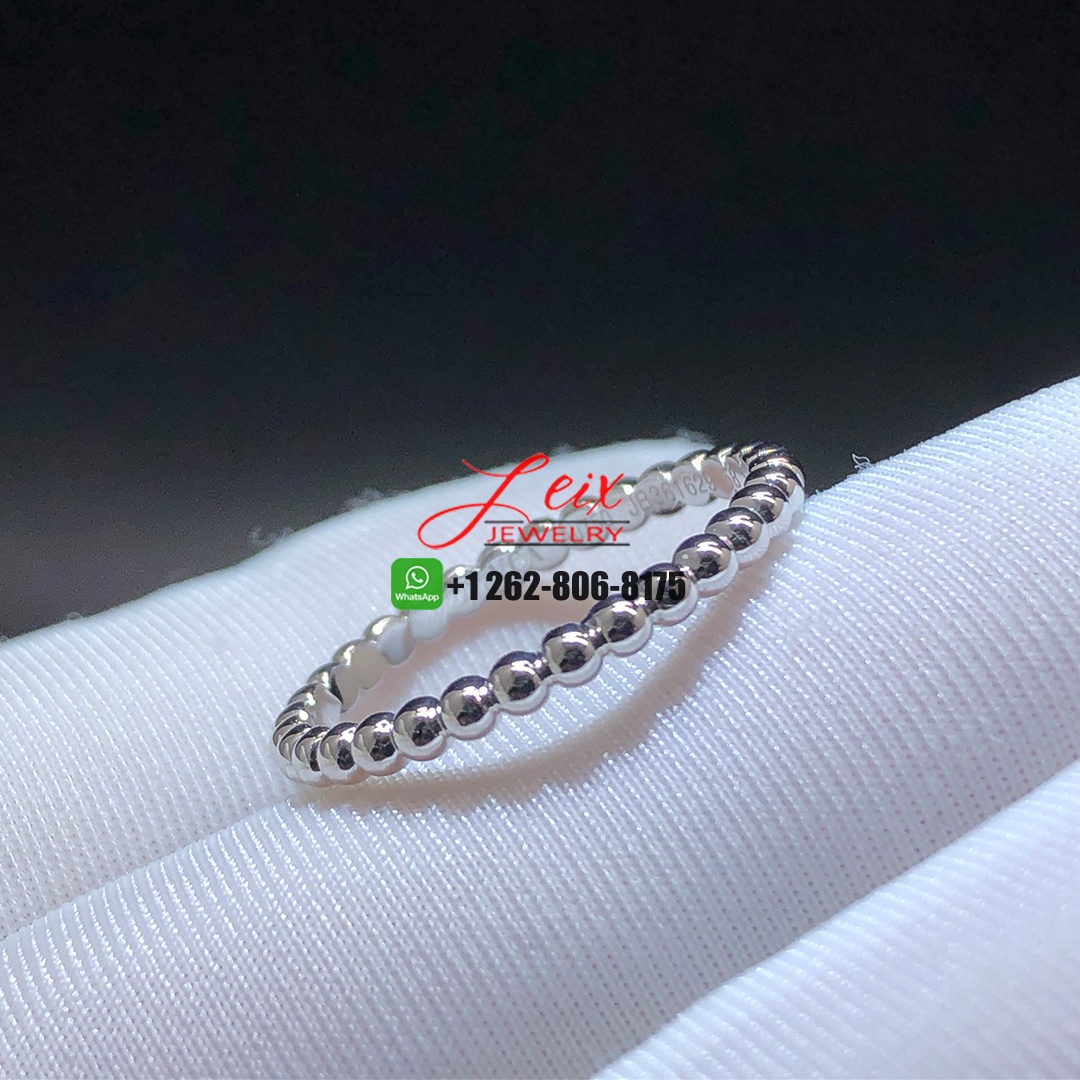 Van Cleef & Arpels 18k White Gold Perlée Pearls of Gold Small Model Band Ring (1) Van Cleef & Arpels 18k White Gold Perlée Pearls of Gold Small Model Band Ring