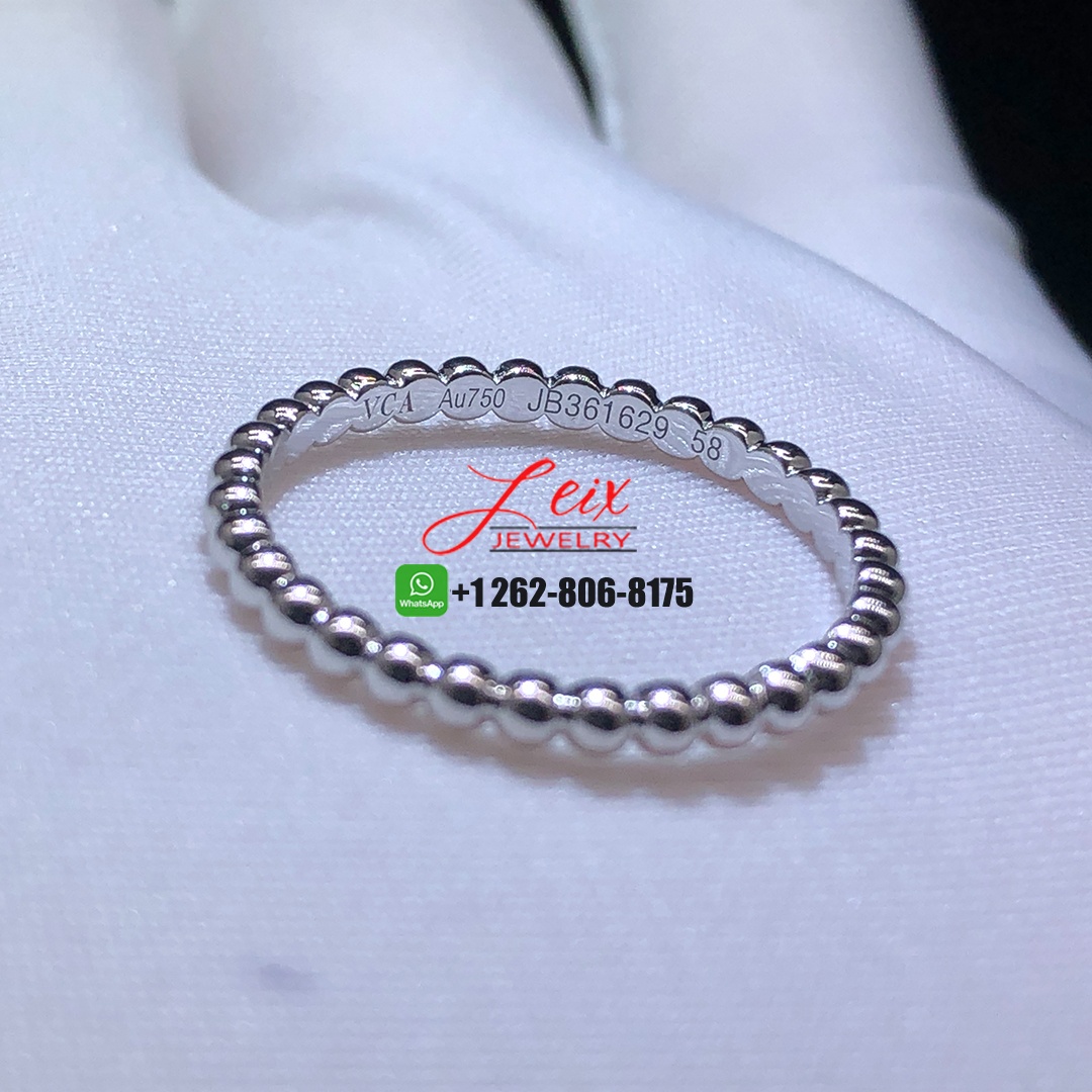 Van Cleef & Arpels 18k White Gold Perlée Pearls of Gold Small Model Band Ring (2) Van Cleef & Arpels 18k White Gold Perlée Pearls of Gold Small Model Band Ring