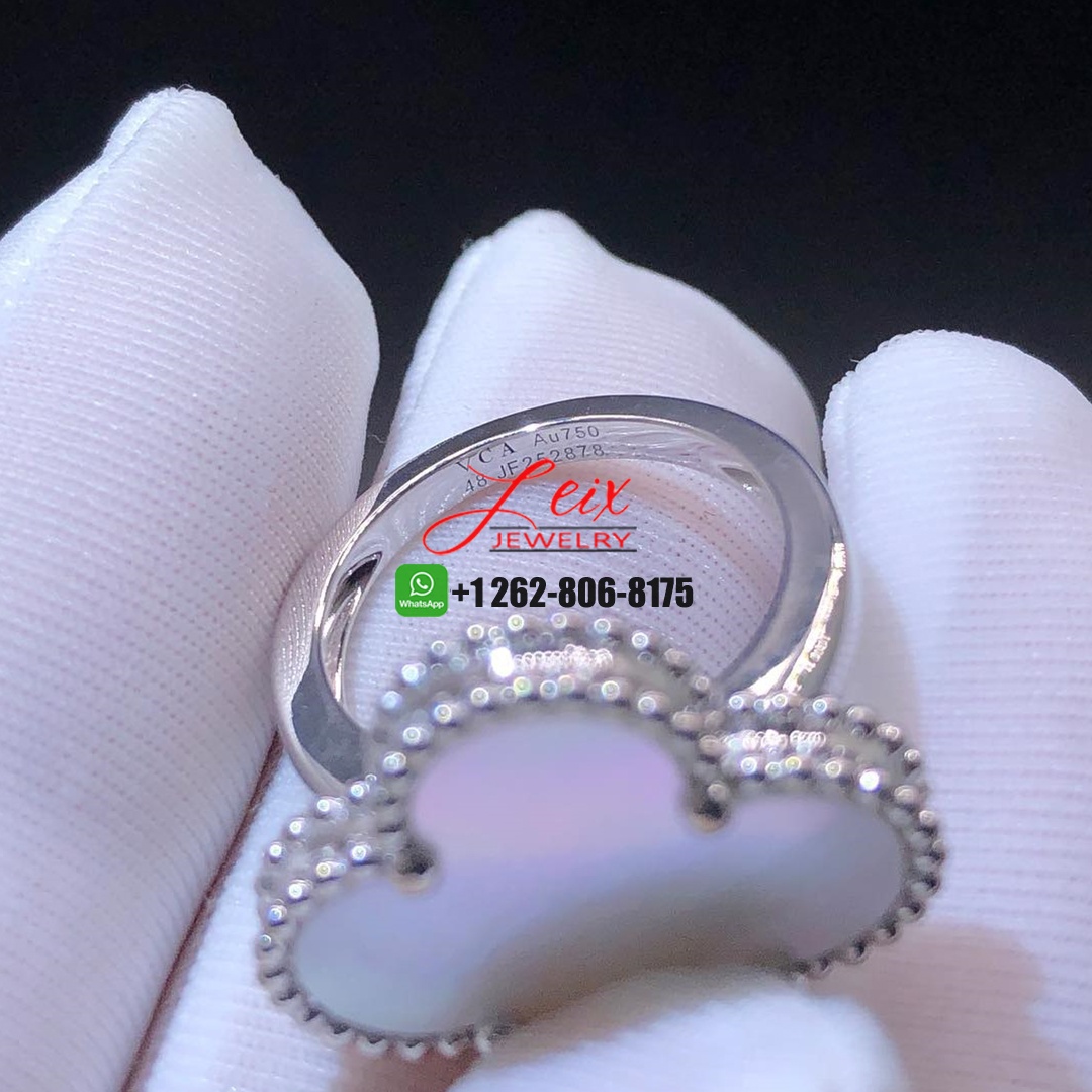 Van Cleef & Arpels Magic Alhambra 18k White Gold Mother of Pearl Ring (1) Van Cleef & Arpels Magic Alhambra 18k White Gold Mother of Pearl Ring