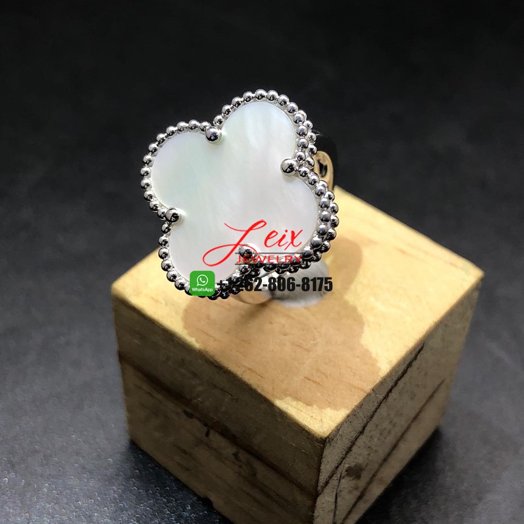 Van Cleef & Arpels Magic Alhambra 18k White Gold Mother of Pearl Ring (3) Van Cleef & Arpels Magic Alhambra 18k White Gold Mother of Pearl Ring