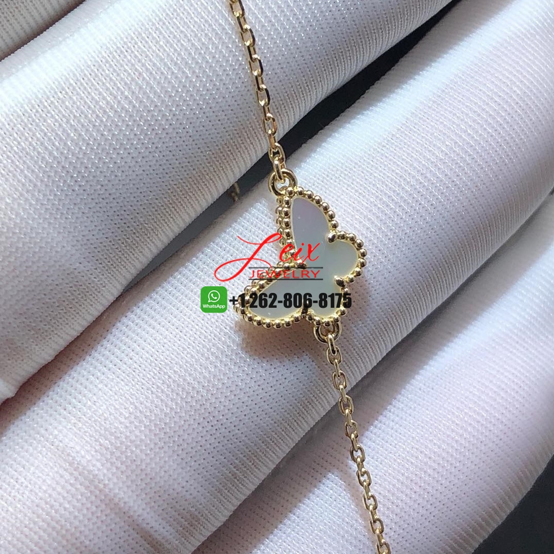 Van Cleef & Arpels Sweet Alhambra Butterfly Mother of Pearl 18K Yellow Gold Bracelet (3) Van Cleef & Arpels Sweet Alhambra Butterfly Mother of Pearl 18K Yellow Gold Bracelet