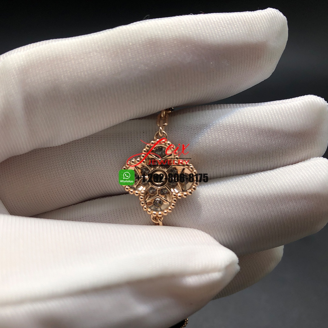 Van Cleef & Arpels Vintage Alhambra 18k Rose Gold Diamond Grey Mother of Pearl 5 Motifs Bracelet Van Cleef & Arpels Vintage Alhambra 18k Rose Gold Diamond Grey Mother of Pearl 5 Motifs Bracelet