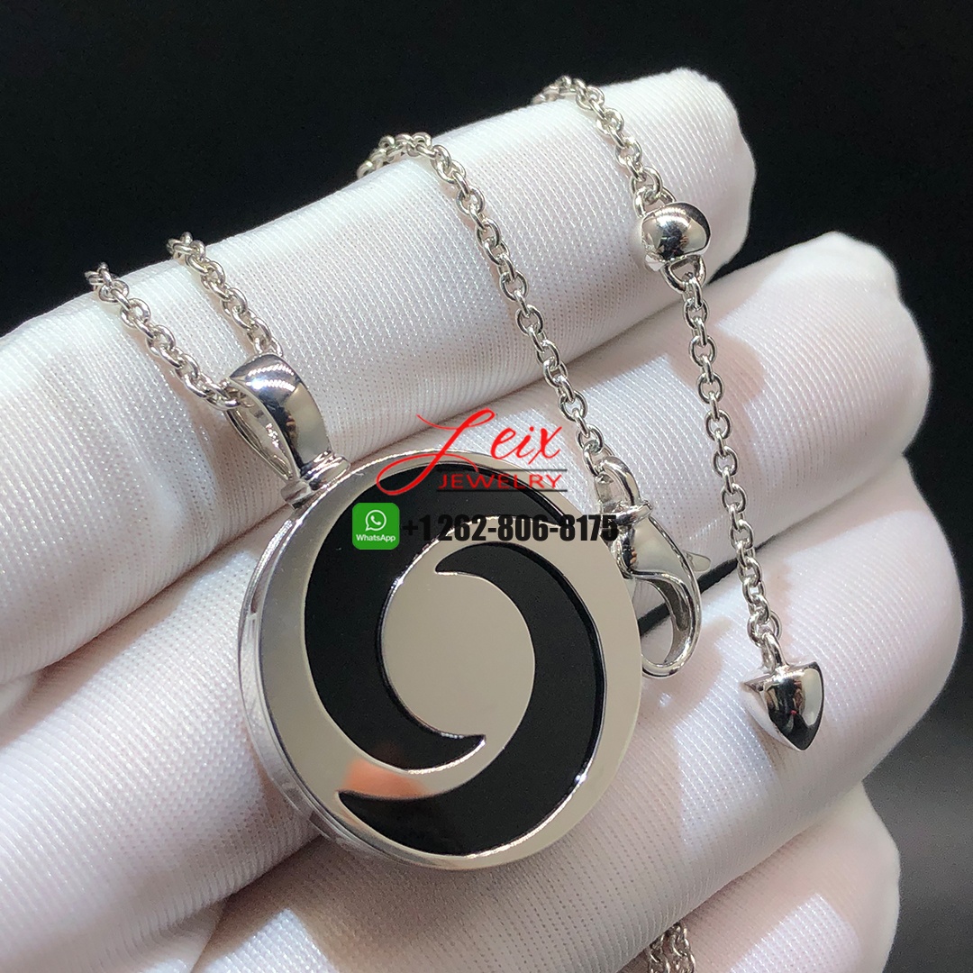 Bvlgari Bulgari 18K White Gold Onyx Optical Illusion Spinning Pendant Necklace Bvlgari Bulgari 18K White Gold Onyx Optical Illusion Spinning Pendant Necklace