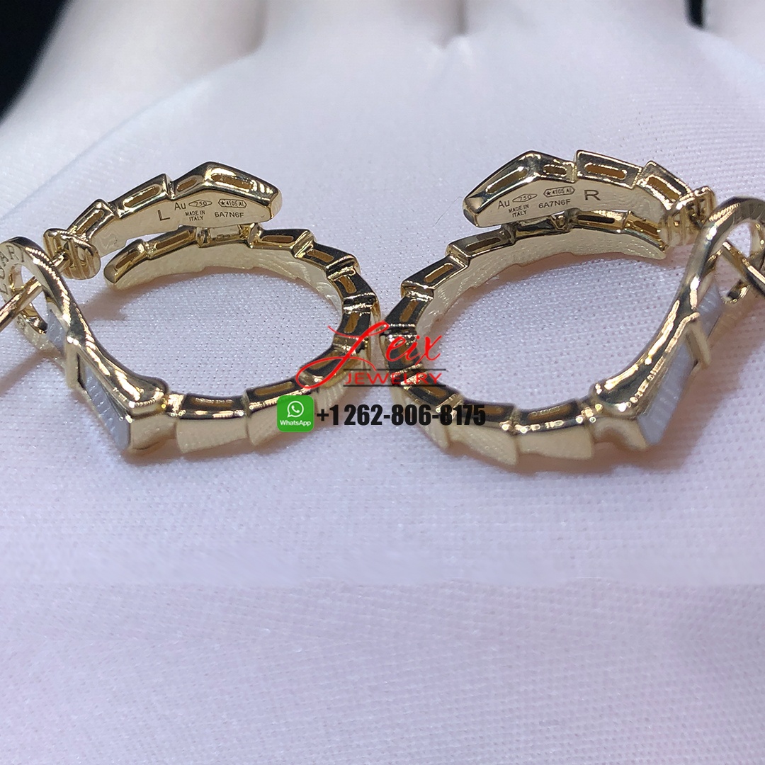 Bvlgari Serpenti Viper 18k Yellow Gold Diamond Hoop Earrings (1) Bvlgari Serpenti Viper 18k Yellow Gold Diamond Hoop Earrings