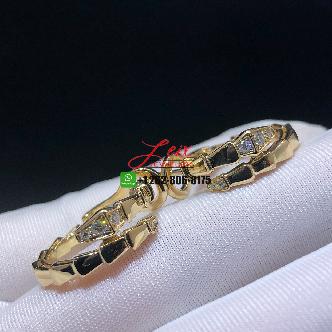 Bvlgari Serpenti Viper 18k Yellow Gold Diamond Hoop Earrings Bvlgari Serpenti Viper 18k Yellow Gold Diamond Hoop Earrings