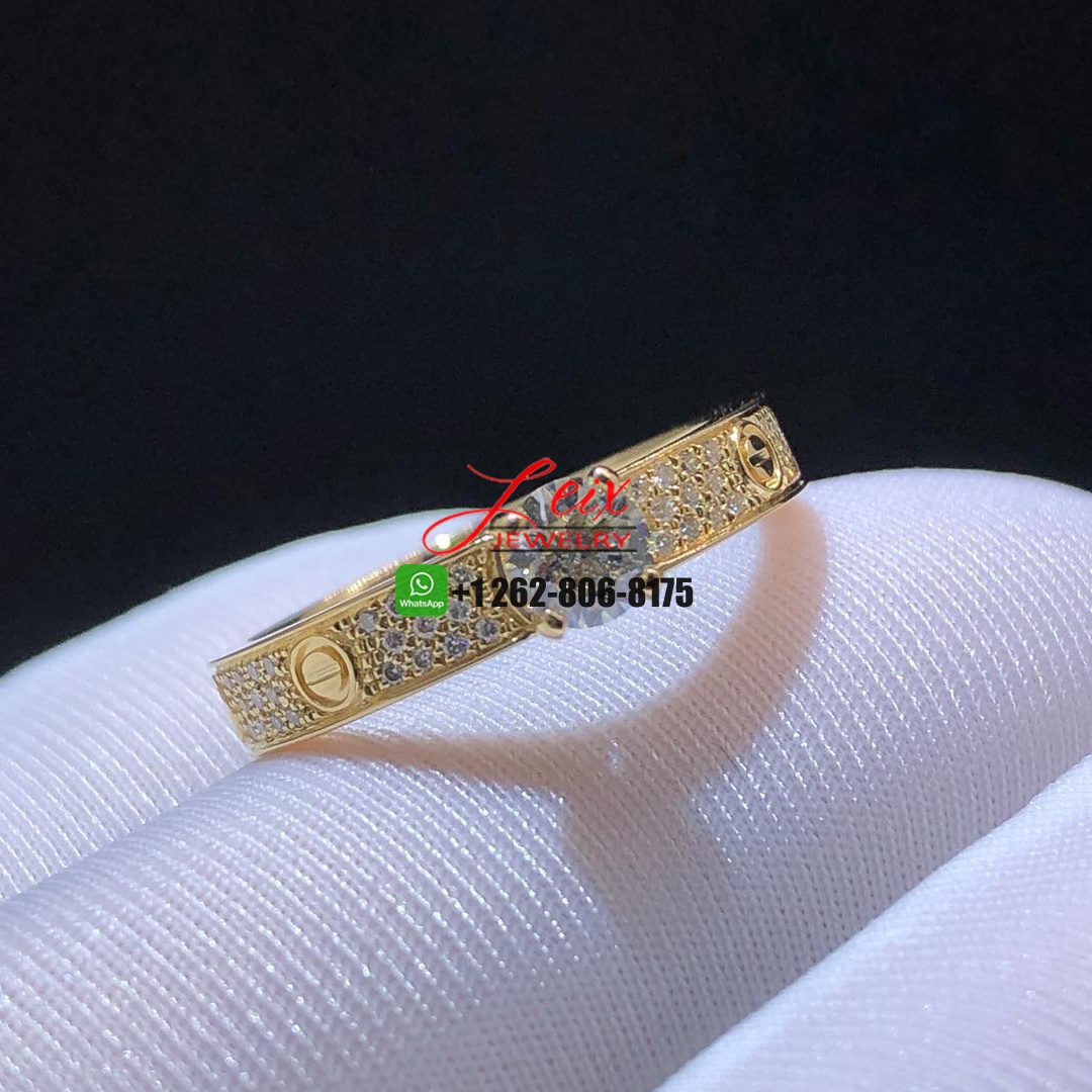 Cartier 18k Yellow Gold Diamond Paved LOVE Solitaire Ring Cartier 18k Yellow Gold Diamond Paved LOVE Solitaire Ring