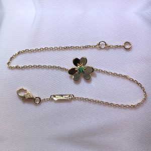 Van Cleef & Arpels 18k Yellow Gold Emerald Mini Model Frivole Bracelet