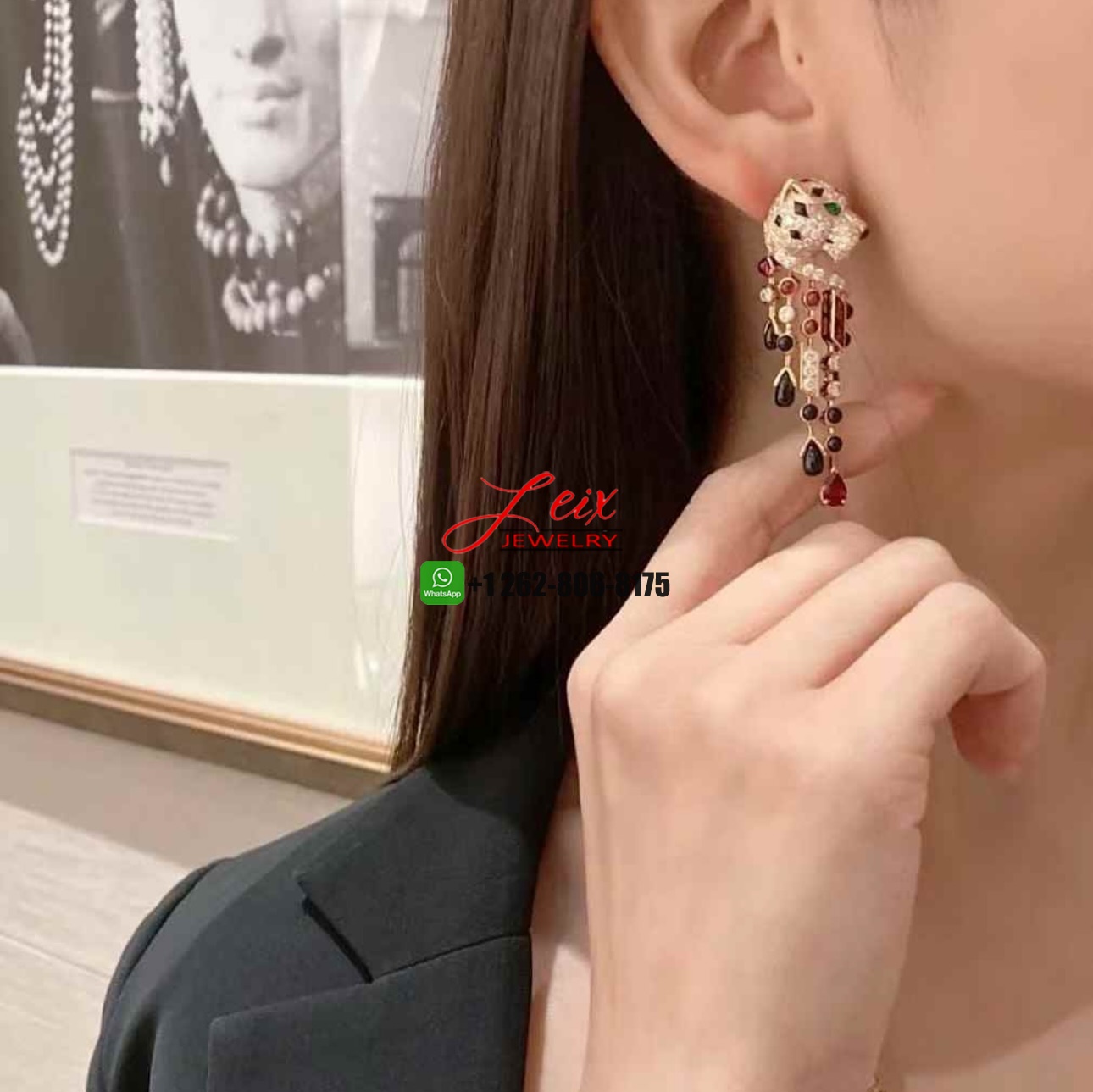 Cartier 18k Rose Gold Pave Diamonds Rubellites Onyx Panthère de Cartier High Jewelry Earrings (3) Cartier 18k Rose Gold Pave Diamonds Rubellites Onyx Panthère de Cartier High Jewelry Earrings