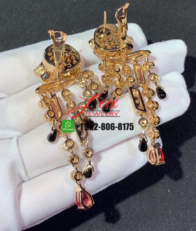 Cartier 18k Rose Gold Pave Diamonds Rubellites Onyx Panthère de Cartier High Jewelry Earrings (6) Cartier 18k Rose Gold Pave Diamonds Rubellites Onyx Panthère de Cartier High Jewelry Earrings