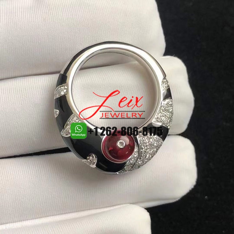 Cartier Beautés du Monde 18k White Gold Rubellite, Onyx, Diamonds High Jewelry Ring (4) Cartier Beautés du Monde 18k White Gold Rubellite, Onyx, Diamonds High Jewelry Ring