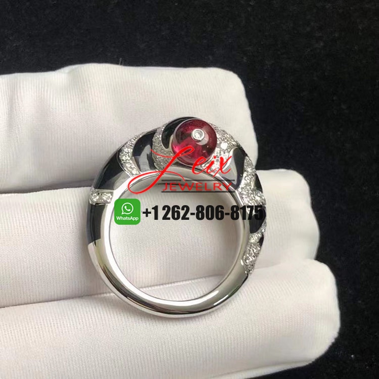 Cartier Beautés du Monde 18k White Gold Rubellite, Onyx, Diamonds High Jewelry Ring (5) Cartier Beautés du Monde 18k White Gold Rubellite, Onyx, Diamonds High Jewelry Ring