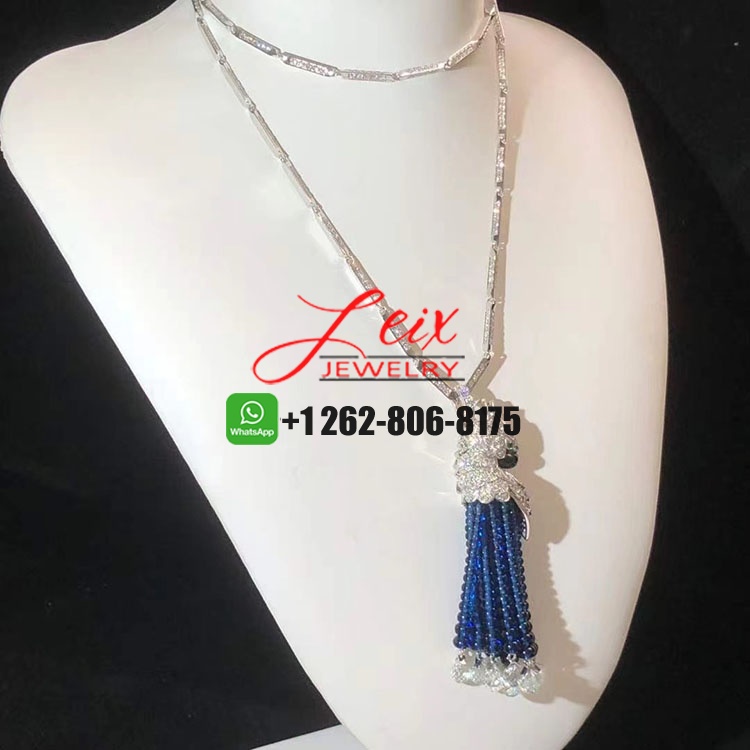 Cartier Les Oiseaux Libérés 18k White Gold Diamonds Blue Sapphire Parrot Tassels High Jewelry Necklace (3) Cartier Les Oiseaux Libérés 18k White Gold Diamonds Blue Sapphire Parrot Tassels High Jewelry Necklace