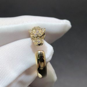 Cartier 18k Yellow Gold Half Pave Diamond Panthere de Cartier Small Model Ring