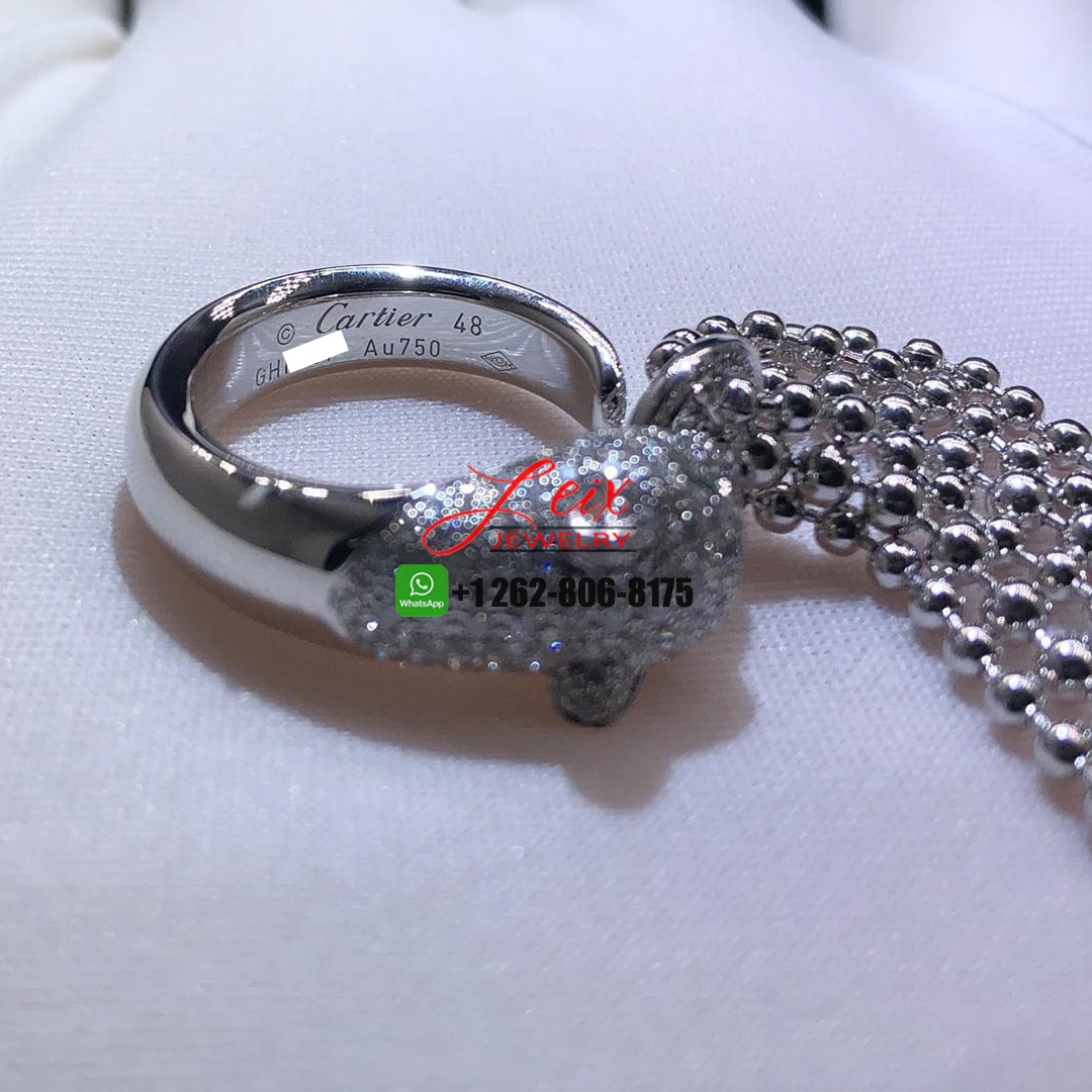 Custom Cartier 18K White Gold Diamond Black Onyx Emerald Panthere De Cartier Tassel Ring (3) Custom Cartier 18K White Gold Diamond Black Onyx Emerald Panthere De Cartier Tassel Ring