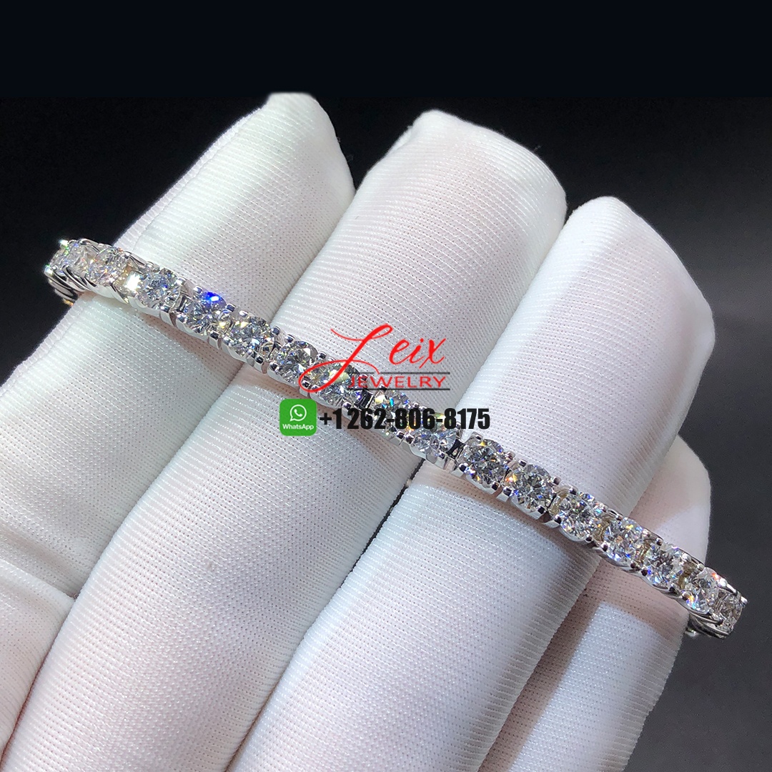 Custom Made Cartier Essential Lines 18k White Gold Diamond Tennis Bracelet (1) Custom Made Cartier Essential Lines 18k White Gold Diamond Tennis Bracelet