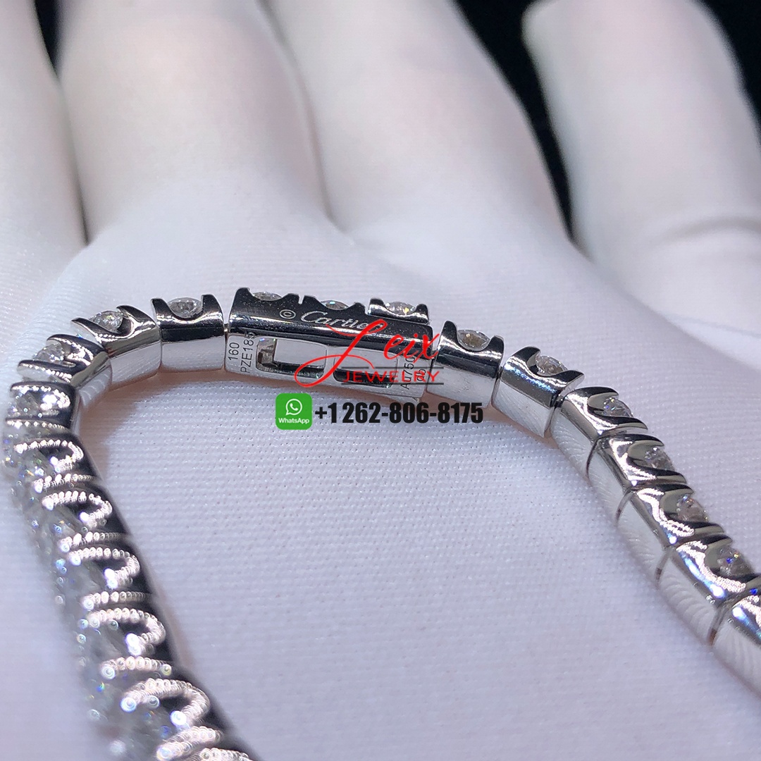 Custom Made Cartier Essential Lines 18k White Gold Diamond Tennis Bracelet (2) Custom Made Cartier Essential Lines 18k White Gold Diamond Tennis Bracelet
