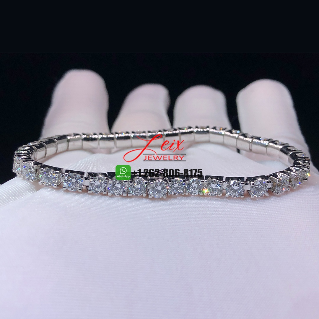 Custom Made Cartier Essential Lines 18k White Gold Diamond Tennis Bracelet Custom Made Cartier Essential Lines 18k White Gold Diamond Tennis Bracelet