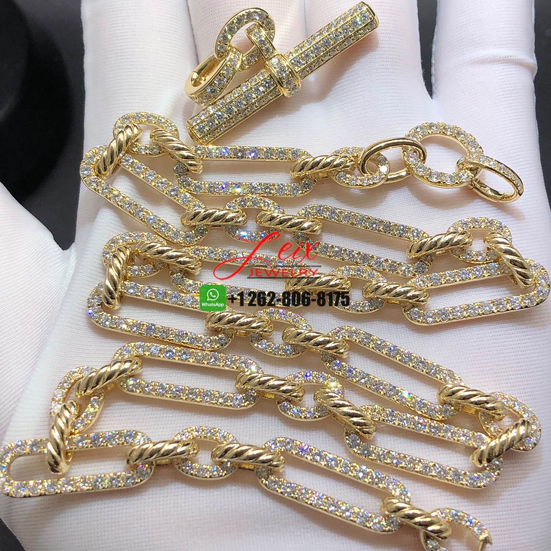 David Yurman 18k Yellow Gold Pave Diamond Lexington Chain Toggle Pendant Necklace (7) David Yurman 18k Yellow Gold Pave Diamond Lexington Chain Toggle Pendant Necklace