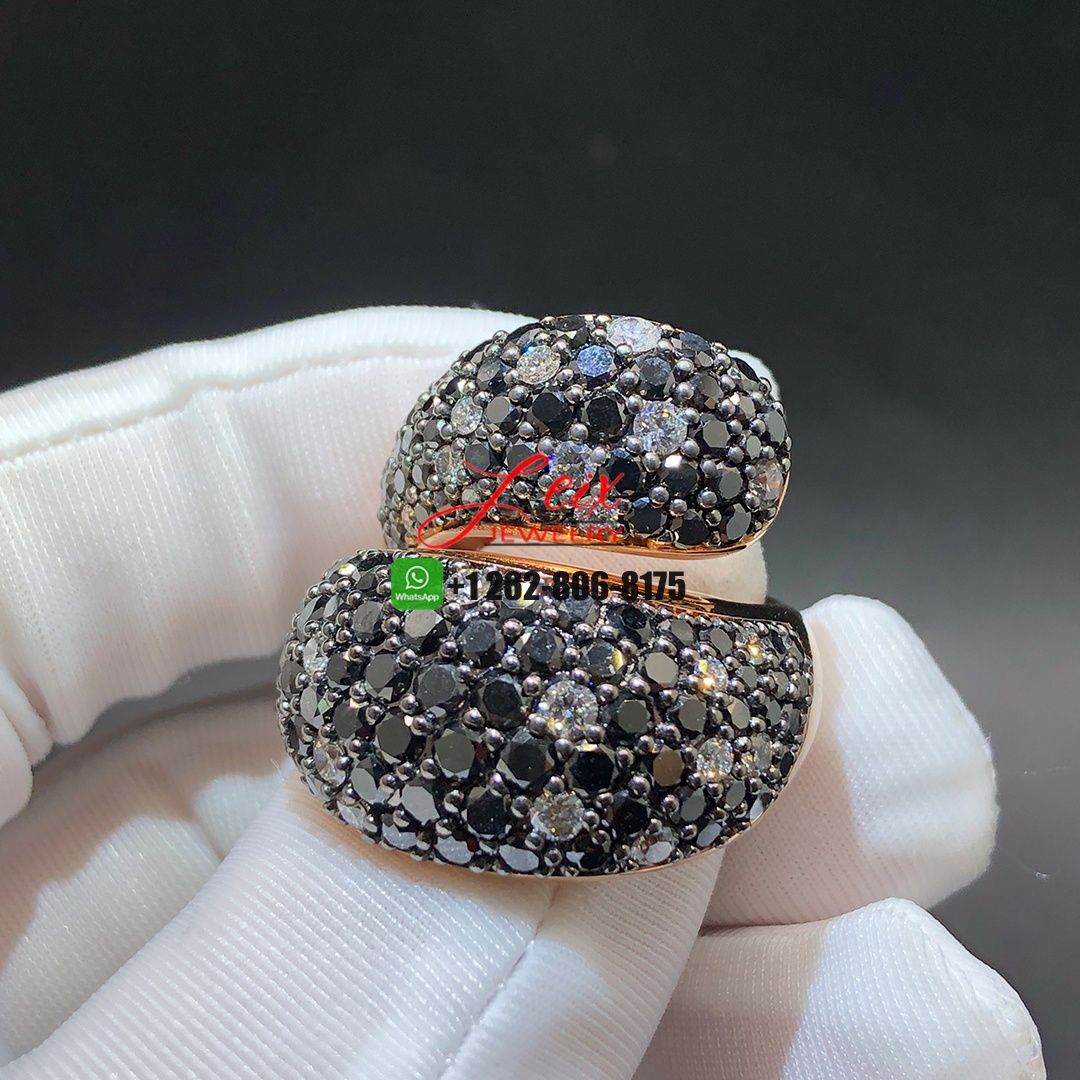 Custom Made de Grisogono Contrario 18k Rose Gold Pave Black and White Diamond Ring (1) Custom Made de Grisogono Contrario 18k Rose Gold Pave Black and White Diamond Ring