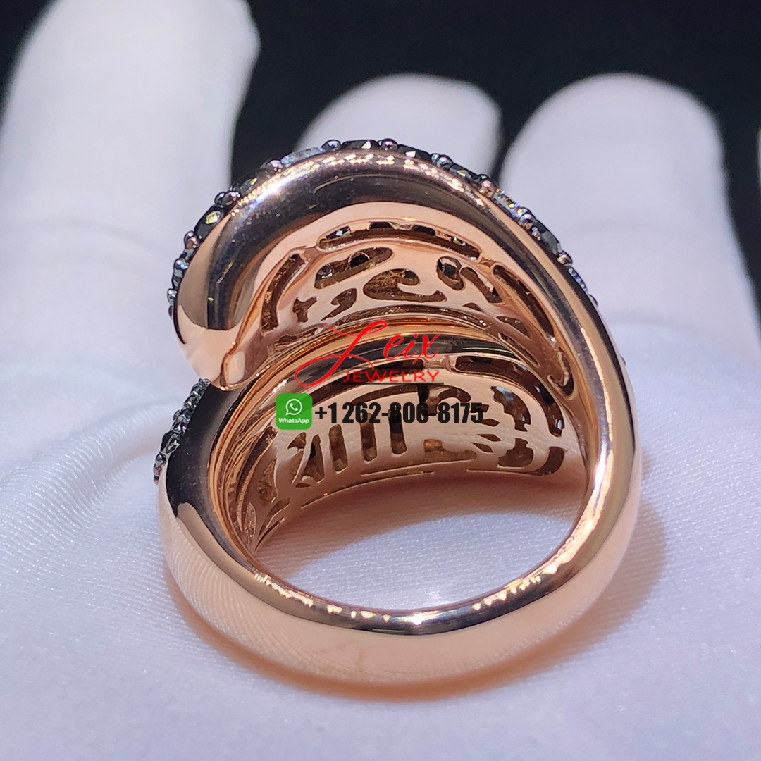 Custom Made de Grisogono Contrario 18k Rose Gold Pave Black and White Diamond Ring (2) Custom Made de Grisogono Contrario 18k Rose Gold Pave Black and White Diamond Ring