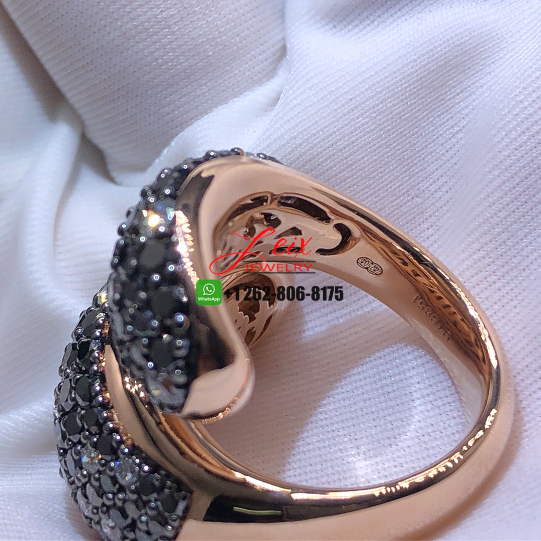 Custom Made de Grisogono Contrario 18k Rose Gold Pave Black and White Diamond Ring (3) Custom Made de Grisogono Contrario 18k Rose Gold Pave Black and White Diamond Ring