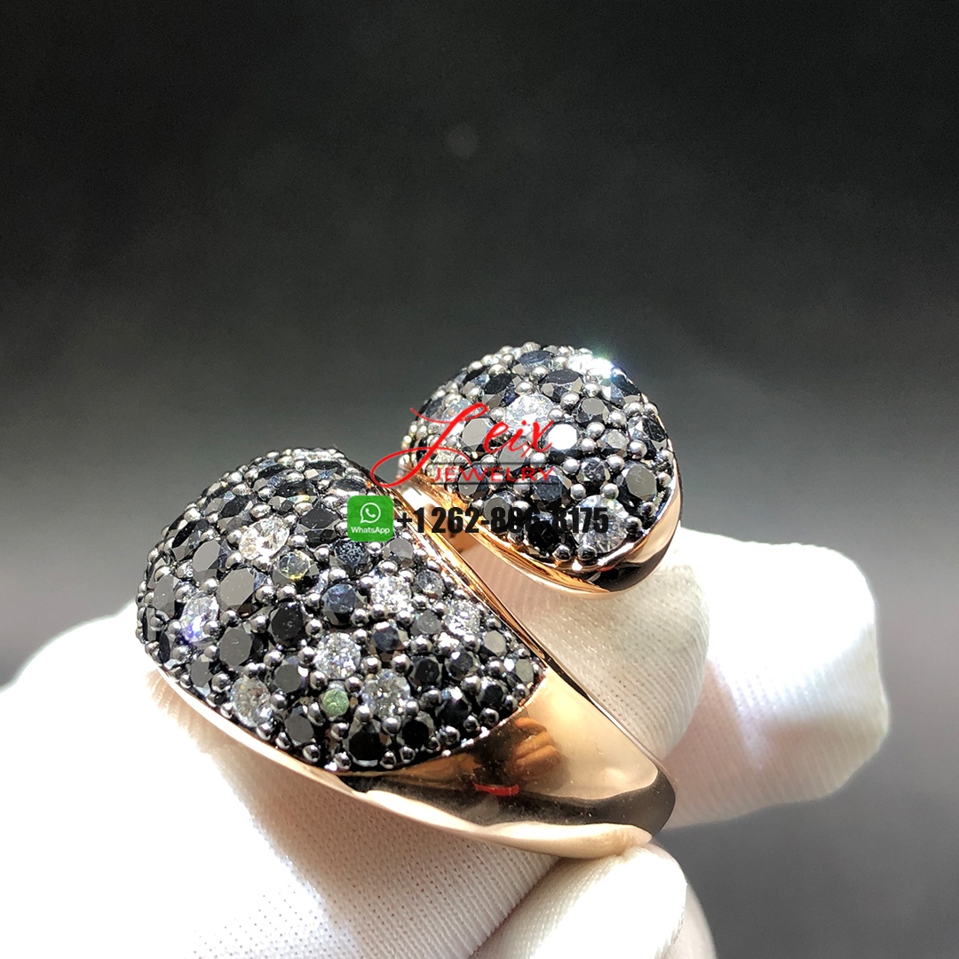 Custom Made de Grisogono Contrario 18k Rose Gold Pave Black and White Diamond Ring (5) Custom Made de Grisogono Contrario 18k Rose Gold Pave Black and White Diamond Ring