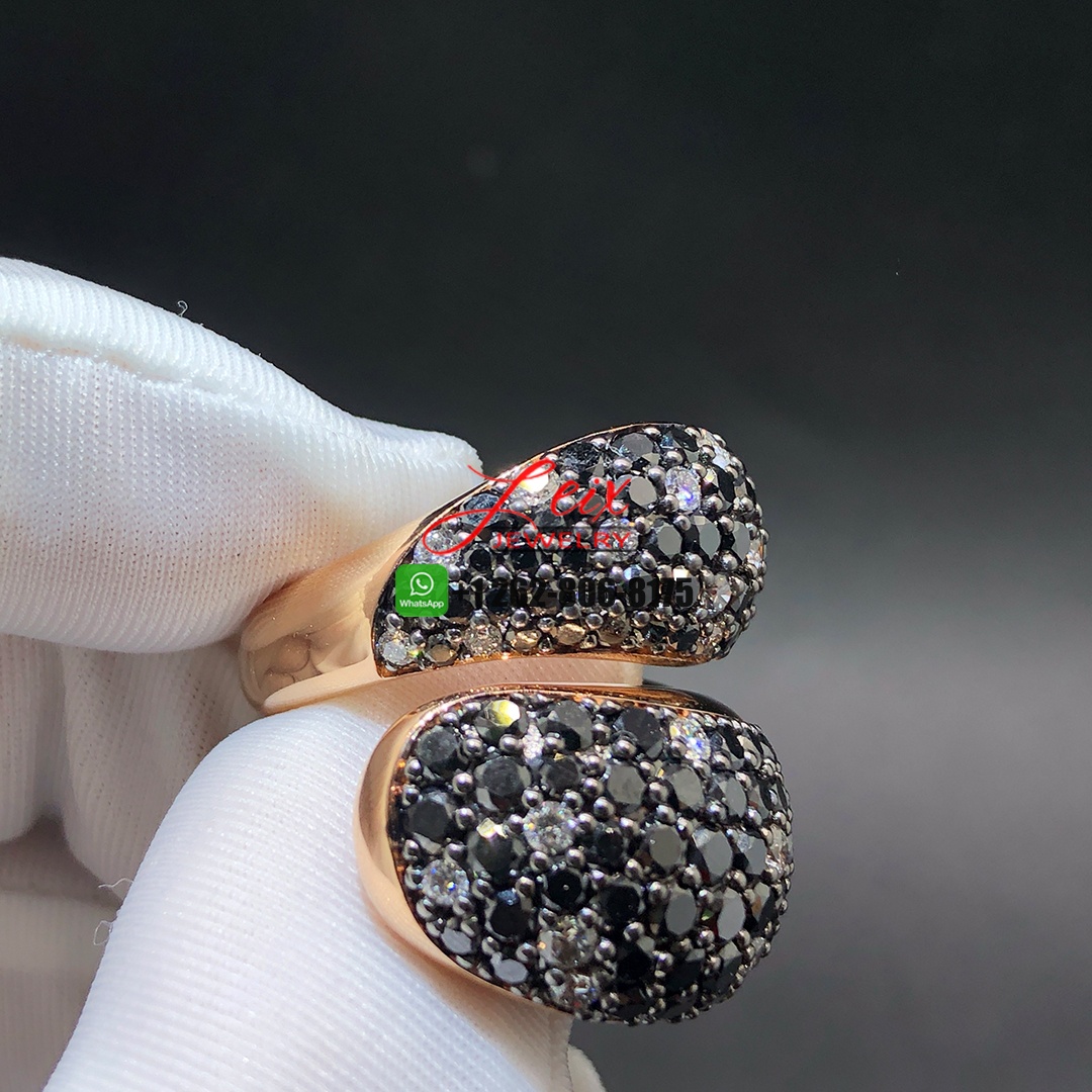 Custom Made de Grisogono Contrario 18k Rose Gold Pave Black and White Diamond Ring (6) Custom Made de Grisogono Contrario 18k Rose Gold Pave Black and White Diamond Ring