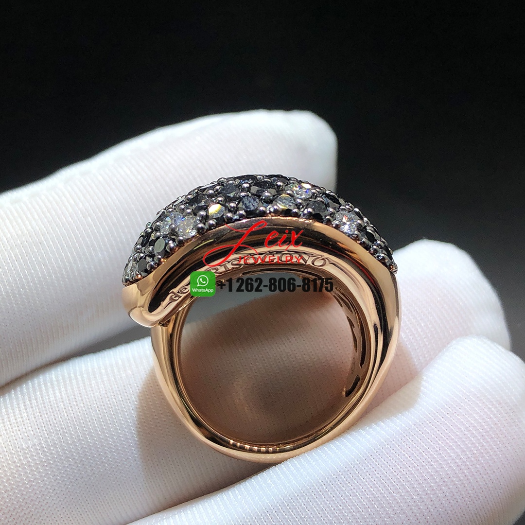 Custom Made de Grisogono Contrario 18k Rose Gold Pave Black and White Diamond Ring (7) Custom Made de Grisogono Contrario 18k Rose Gold Pave Black and White Diamond Ring