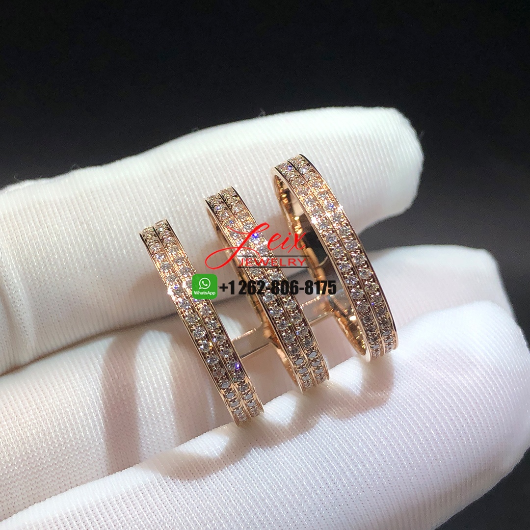 Repossi Berbère Berbere Three-row 18k Rose Gold Pave Diamonds Ring (1)