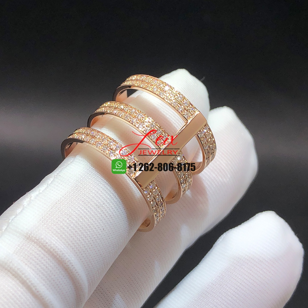 Repossi Berbère Berbere Three-row 18k Rose Gold Pave Diamonds Ring (2)