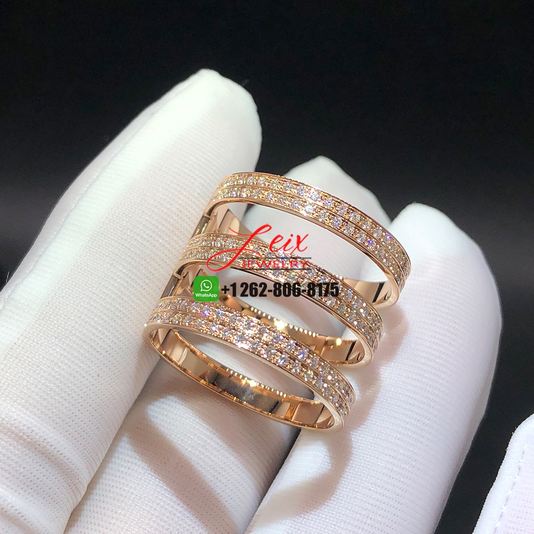 Repossi Berbère Berbere Three-row 18k Rose Gold Pave Diamonds Ring