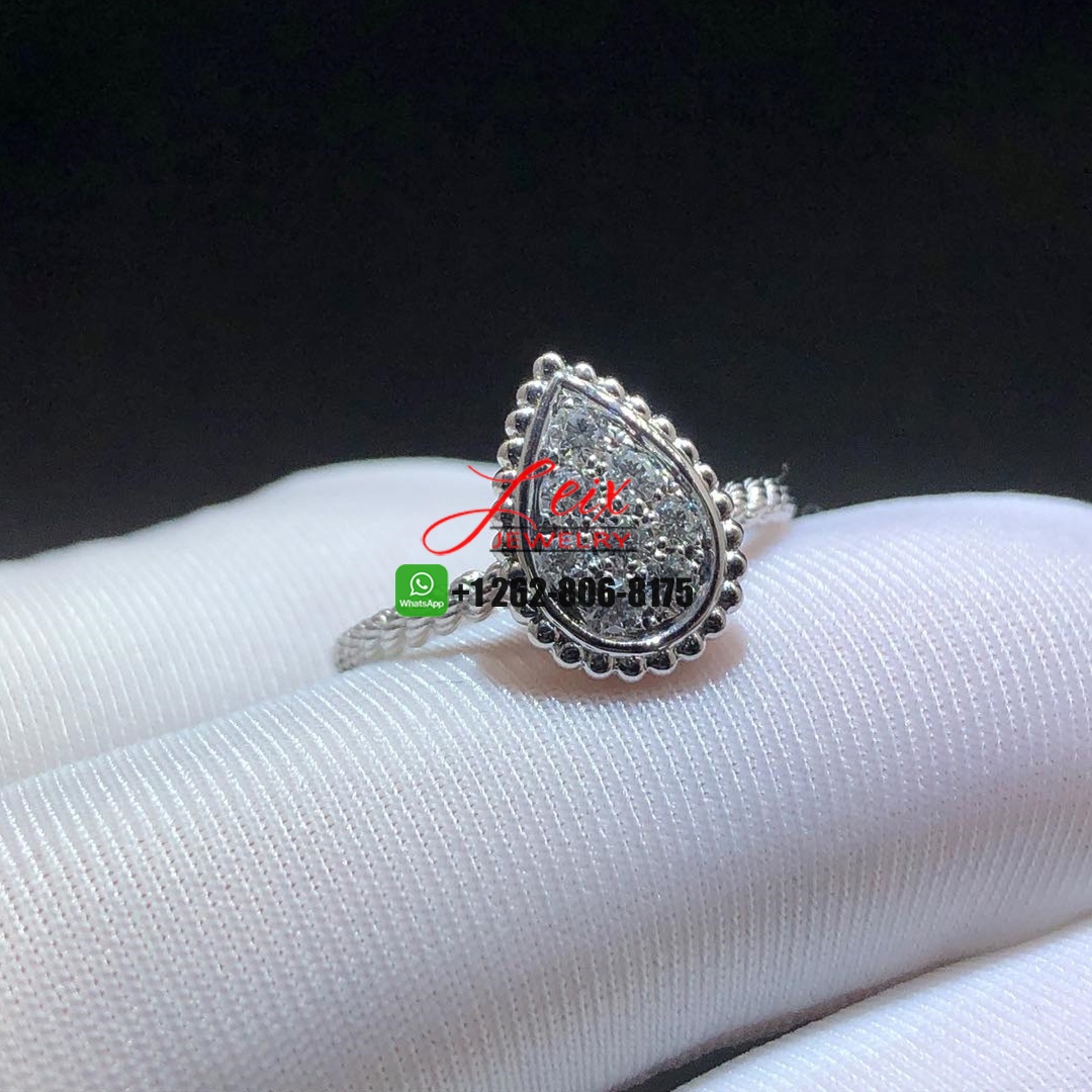 Boucheron 18k White Gold Pave Diamond Serpent Bohème S Motif Ring