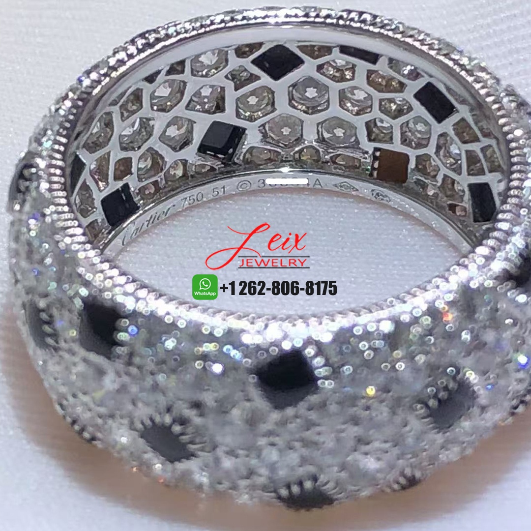 Cartier 18k White Gold Panthere de Cartier Full Pave Diamond Onyx Ring (2)