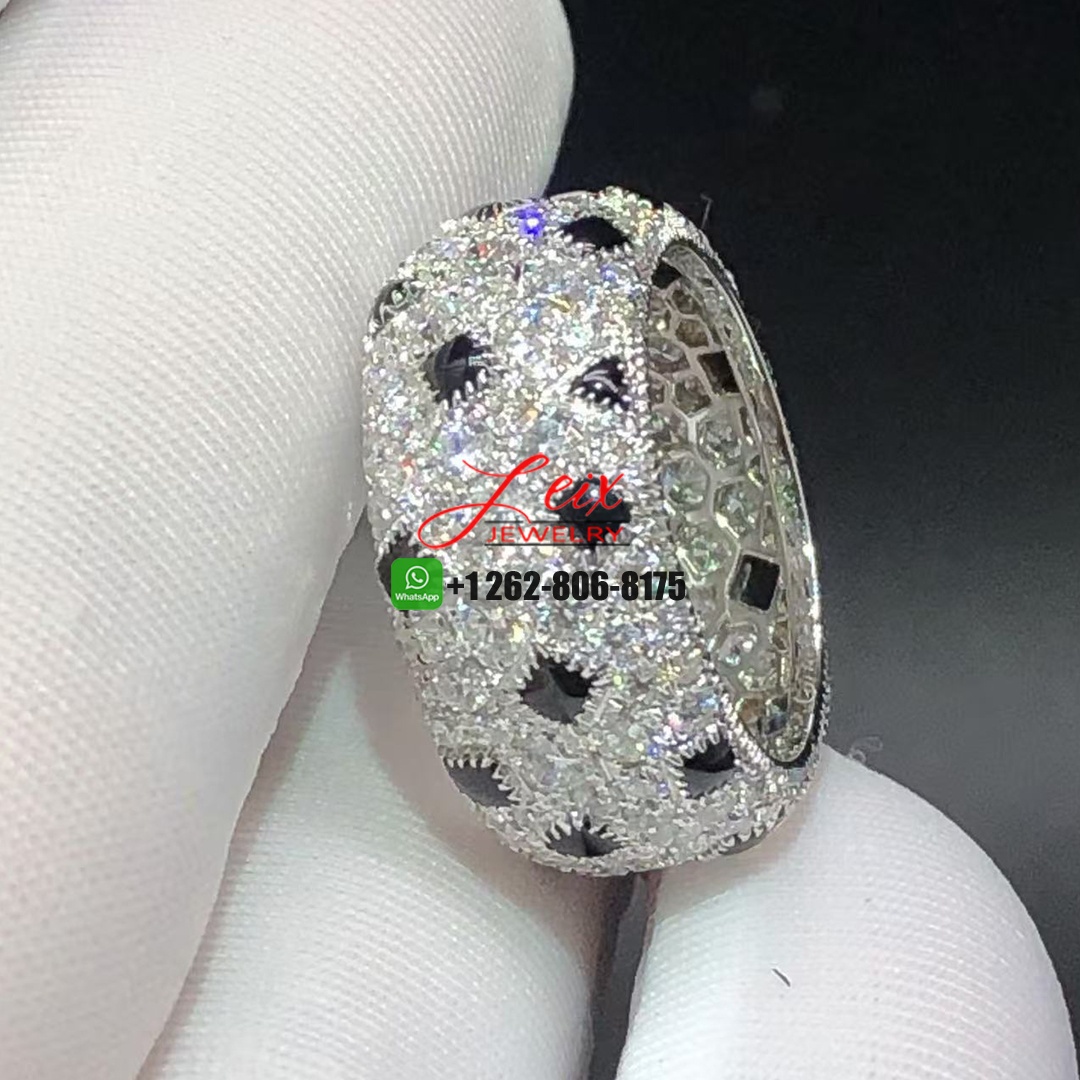 Cartier 18k White Gold Panthere de Cartier Full Pave Diamond Onyx Ring (3)