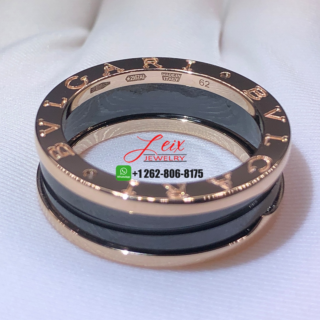 Bvlgari 18K Rose Gold Black Ceramic B.Zero1 Two-Band Ring (2)