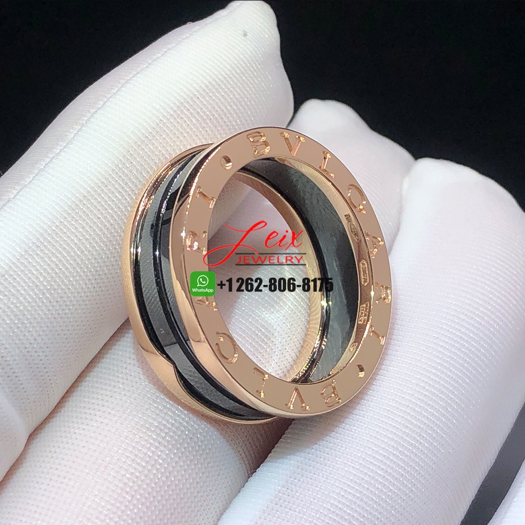 Bvlgari 18K Rose Gold Black Ceramic B.Zero1 Two-Band Ring (3)