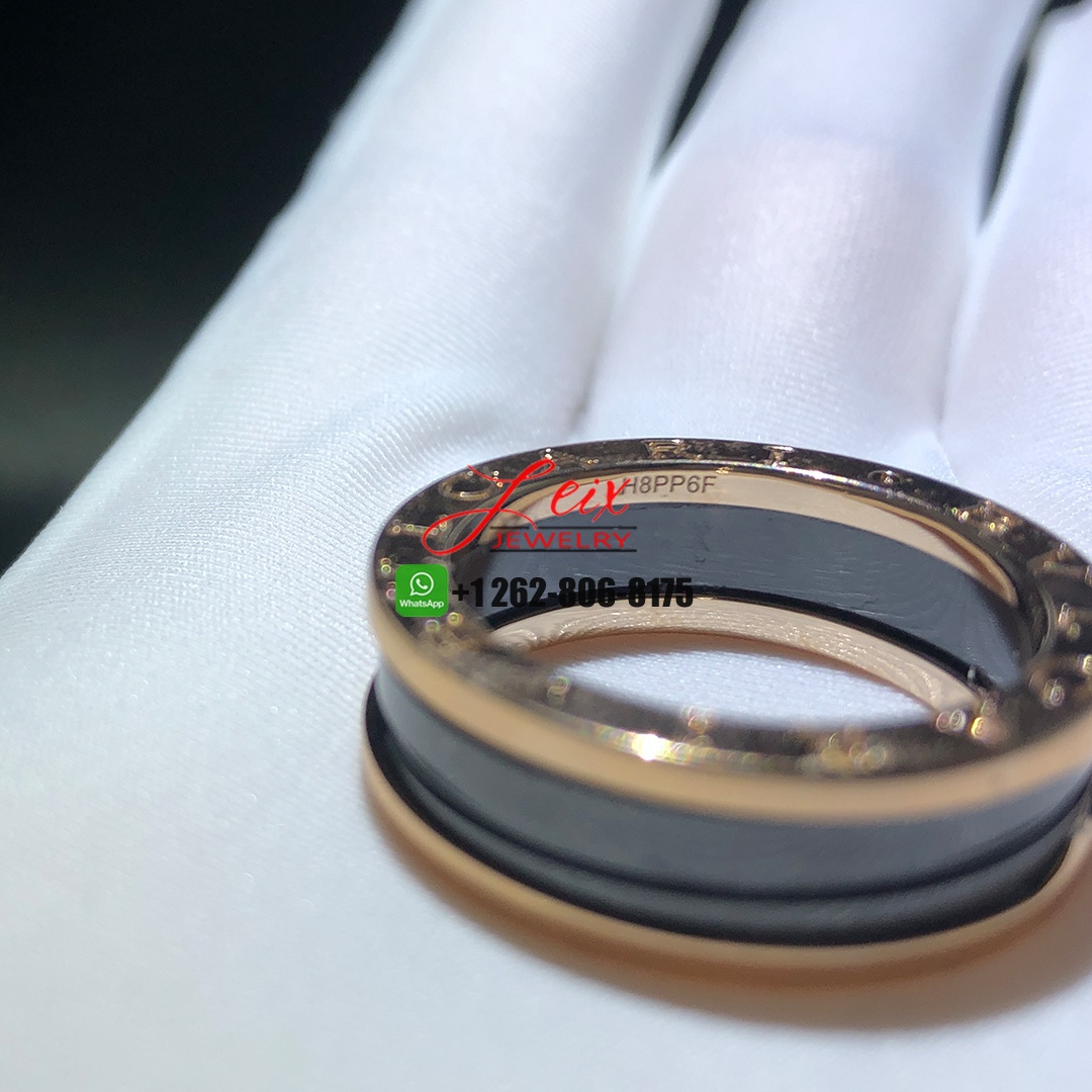 Bvlgari 18K Rose Gold Black Ceramic B.Zero1 Two-Band Ring (4)